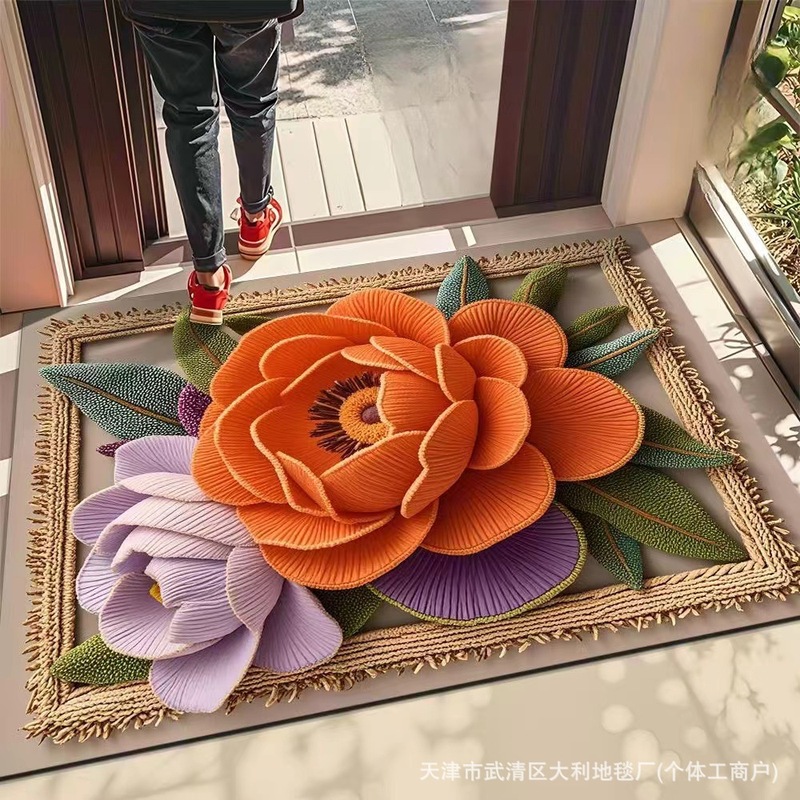新型3d立体花珪藻泥じゅうたん異形花卉吸水速乾性フロアマット汚れ耐摩耗性フロアマット|undefined