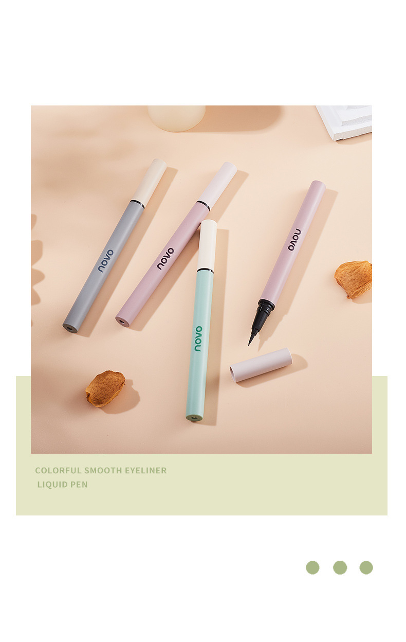 NOVO's colorful and smooth eyeliner liquid pen dries quickly, forms a long-lasting film, is waterproof and oil-resistant, and does not smudge the colored eyeliner undefined