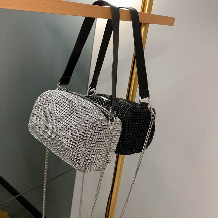 2022 New Trendy Women's Crossbody Bag, Shiny Handbag, Small Handbag, Shiny Cylindrical Handbag, Trendy Women's Bag