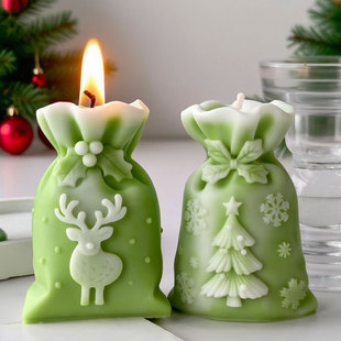 Jiahuimei Christmas Gift Bag Candle Ornaments Silicone Mold DIY Christmas Decorations Handmade Aromatherapy Grinding Tools