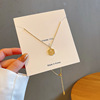 Zirconium with letters, necklace stainless steel, chain for key bag , Korean style, simple and elegant design, Japanese and Korean, light luxury style