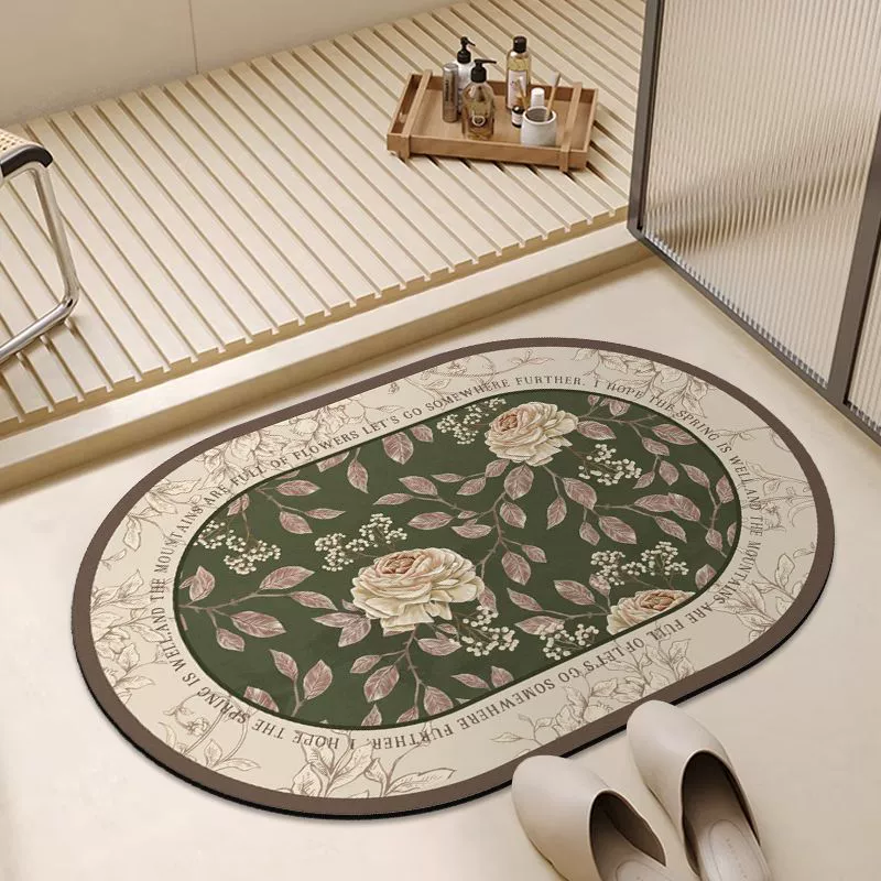 Напольный коврик из диатомовой грязи, американский ретро коврик для ванной комнаты, водопоглощающий нескользящий коврик для туалета, двери ванной комнаты, утолщенный мягкий коврик для ног
