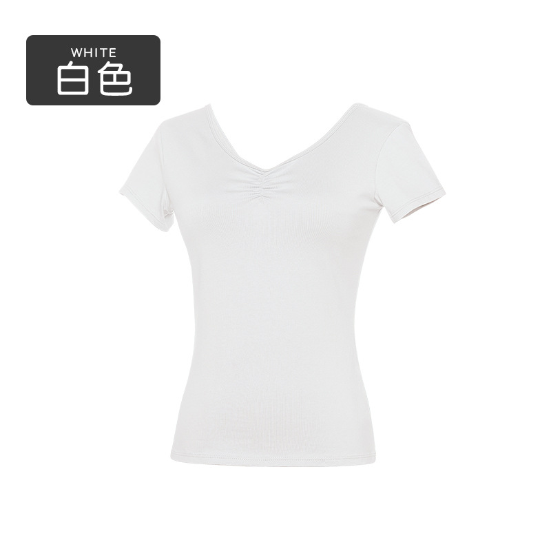 Ropa de baile, mujeres adultas, ballet delgado, ropa de entrenamiento corporal, tops, ropa de gimnasia de prueba de arte de manga corta para adultos