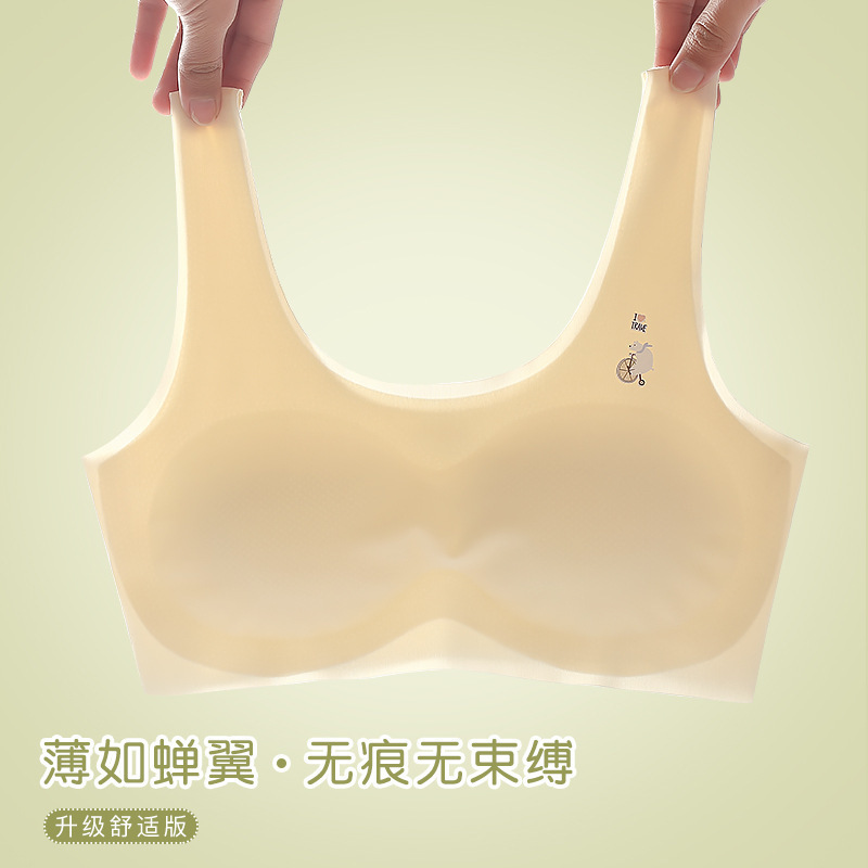 下着女子学生中学の少女の発育期の無痕の下着の女の子の12-15歳の運動のベストの氷の糸の薄い金|undefined