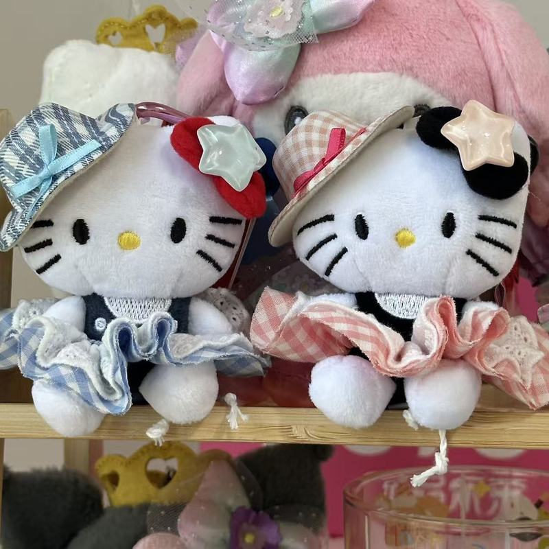 秋季新款格子礼帽kitty公仔钥匙扣星星挂件挂饰包包少女心可爱毛|undefined