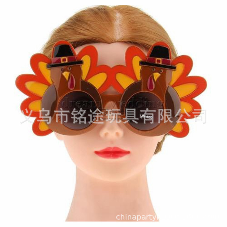 Decoración del Partido de Acción de Gracias gafas de pavo Thanksgiving theme party Turkey shape glasses
