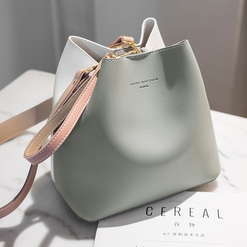 2024 Spring New Mother-and-Daughter Handbag Water Trough Bag Korean Style Wide Shoulder Strap Single Shoulder Crossbody Bag