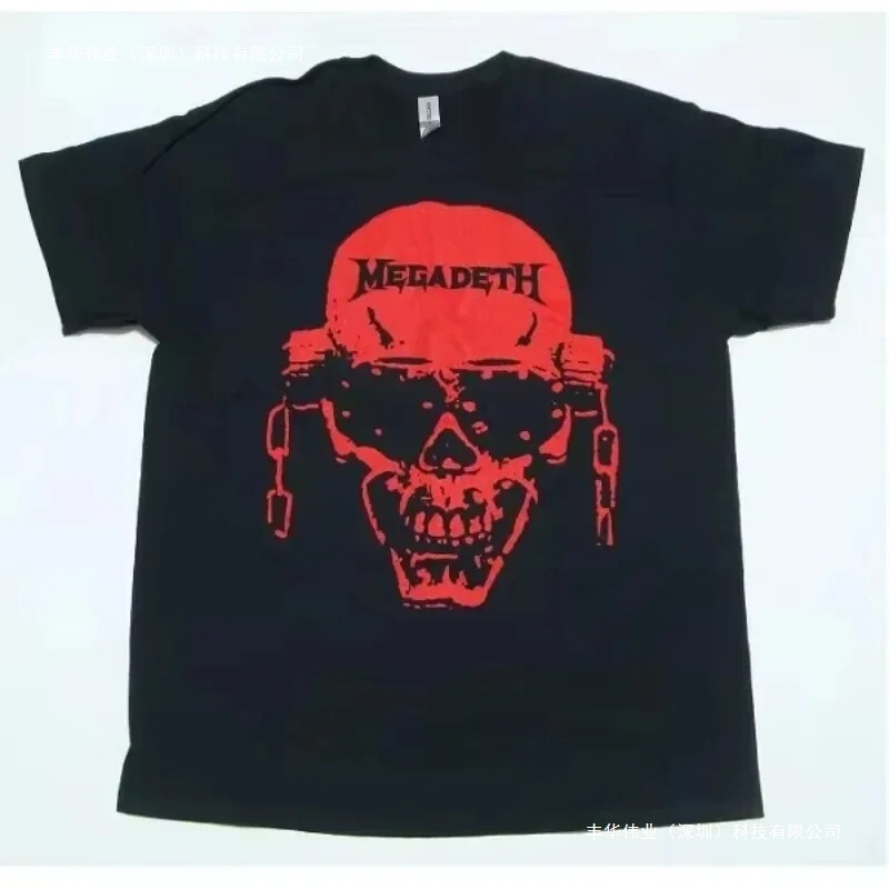 2025 Summer New Style Megadeth Vic Head Grid American Retro Street Short-Sleeved T-Shirt for Men and Women