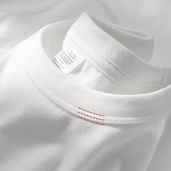 300g 三本針新疆純綿ヘビーウェイト縮まない黒白純綿Tシャツ レディース起毛通気性半袖 メンズ
