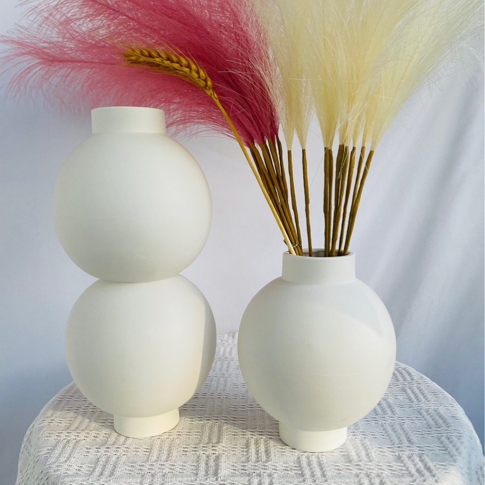 New ceramic vase home decoration creative ball large small size vase dried flower artificial flower container