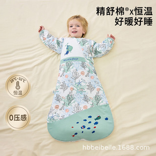 Constant Temperature Thickened Baby Anti-kick Quilt Pure Cotton Newborn One-piece Cotton Class A Winter Baby Sleeping Bag Autumn and Winter