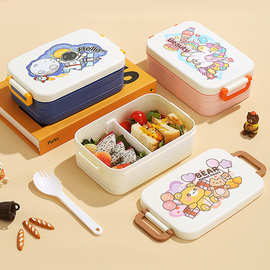 INS卡通学生塑料饭盒便携单层双扣便当盒上班族可微波炉午餐盒