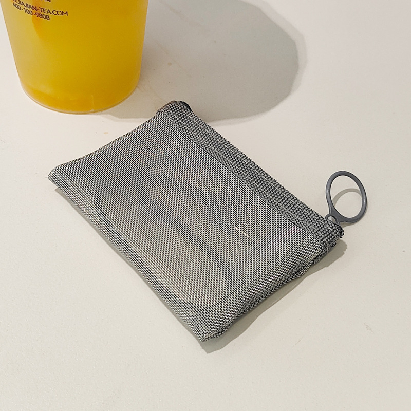 Mini mesh storage bag cosmetic lipstick bag key change card holder certificate bag transparent small size zipper