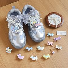 韩版水晶蝴蝶结鞋花小狗鞋带扣多巴胺女生鞋带扣儿童diy鞋上装饰