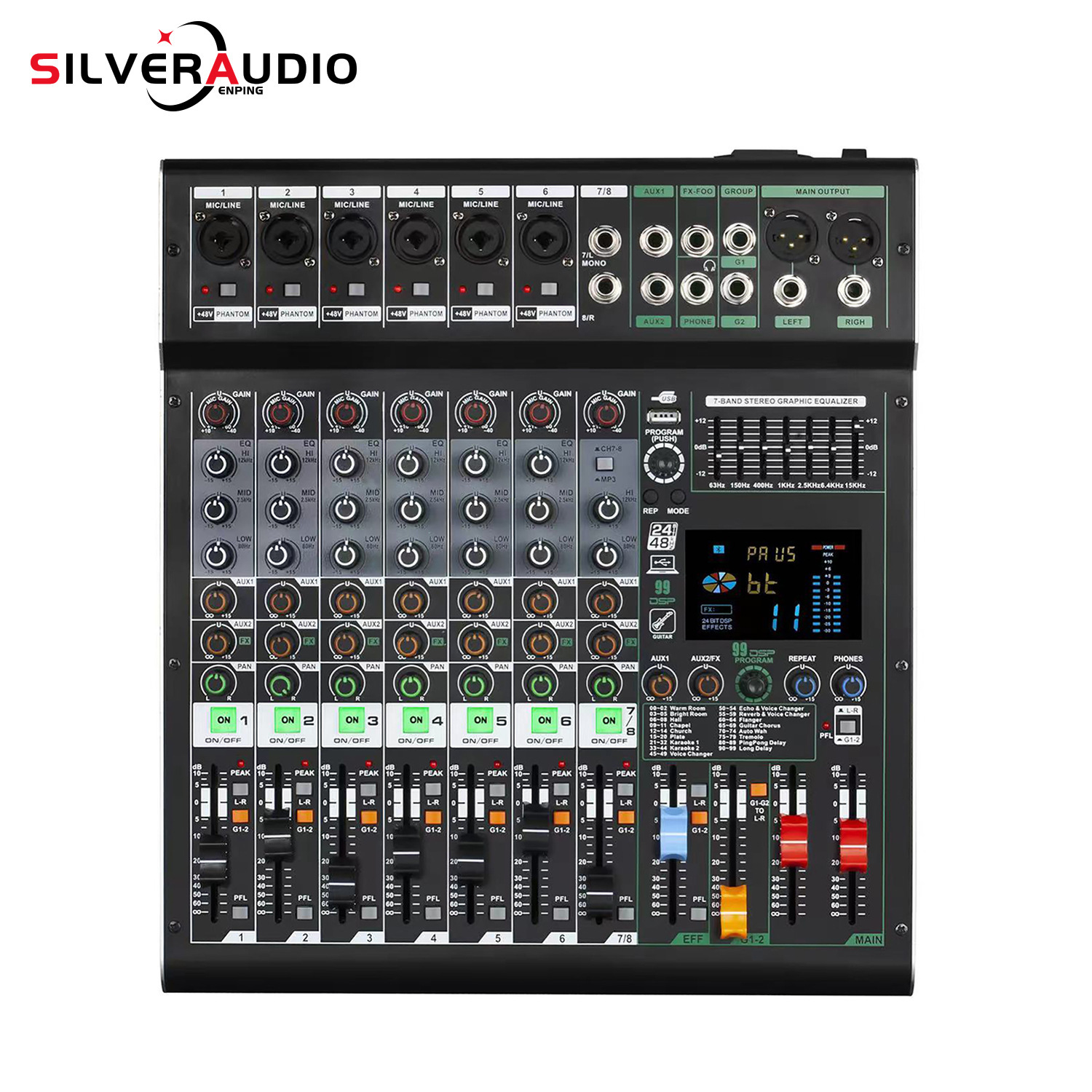 GAX-GS8 大屏幕演出8/12/16路数字音频调音台 99种DSP效果调音台