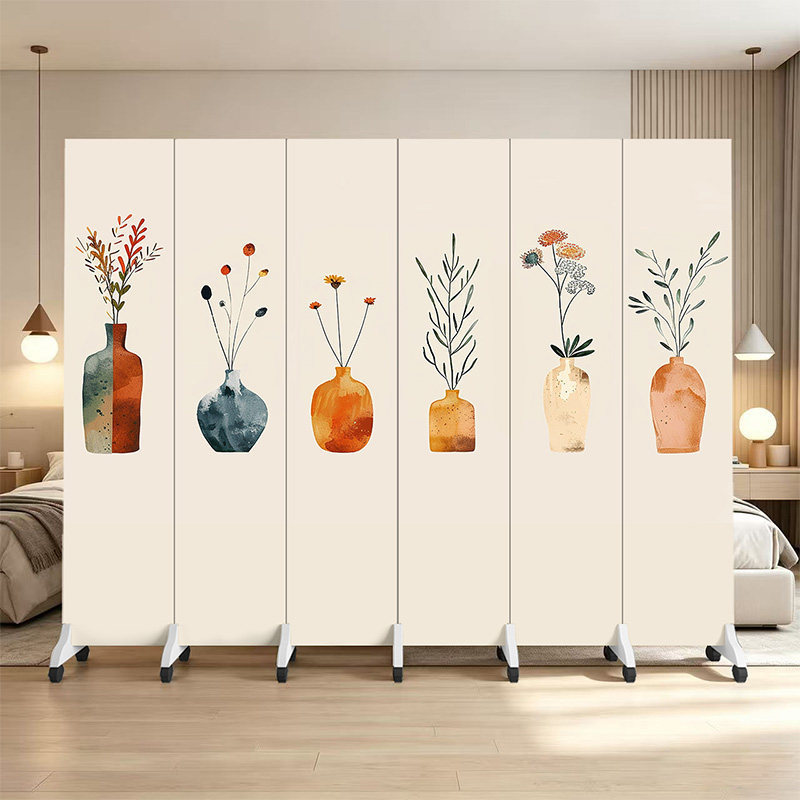 Simple modern screen partition for living room, foldable and movable, room divider for bedroom, bed screen with wheels Simple modern screen partition for living room, foldable and movable, room divider for bedroom, bed screen with wheels