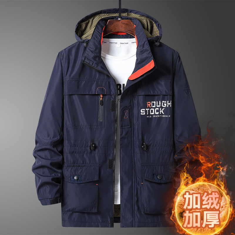 2025 chaqueta de asalto al aire libre para hombres ocio medio largo chaqueta de trabajo con camisa gruesa chaqueta de bolsillo militar