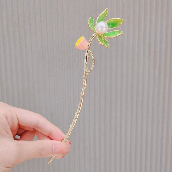 F0548 lotus lotus root hairpin green