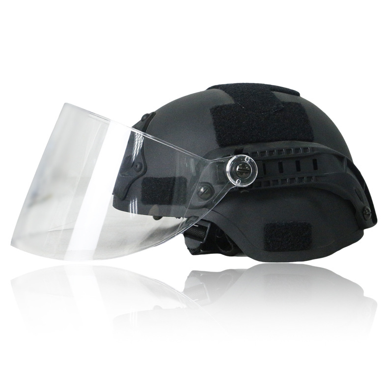 Casco táctico FAST máscara de guía de riel transparente lente a prueba de viento máscara CS anti-bomba anti-golpe cara