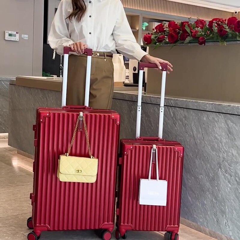 Password Lock Suitcase, Travel Suitcase, Trolley Suitcase, Leather Suitcase, Carry-On Suitcase, Wedding Suitcase, Universal Wheel Luggage, Large Capacity, Portable, Lightweight