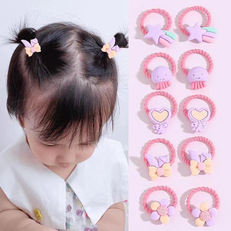 Bandas elásticas para el pelo para niñas, coleteros infantiles con dibujos animados, nuevo estilo 2025, coleteros para bebés que no dañan el cabello, accesorios para el cabello, coleteros con lazo, cuidado del cabello.