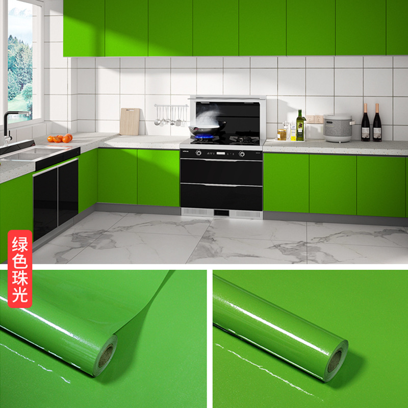 Pintura a la parrilla de película perlada PVC Fondo de pantalla de pared Autoadhesivo de color sólido dormitorio superior Fondo de pantalla de cocina pegatinas decorativas pegatinas