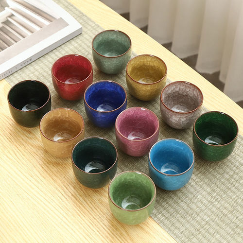 8个装冰裂茶杯陶瓷高颜值酒杯二两凉水杯紫砂主人杯茶盏伴手礼盒