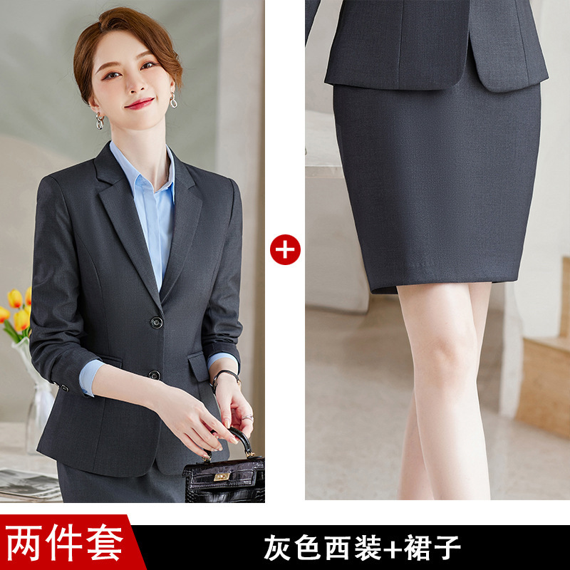 女性用黒スーツ、春秋プロフェッショナルフォーマルスーツ、高級公務員職場面接作業服|undefined