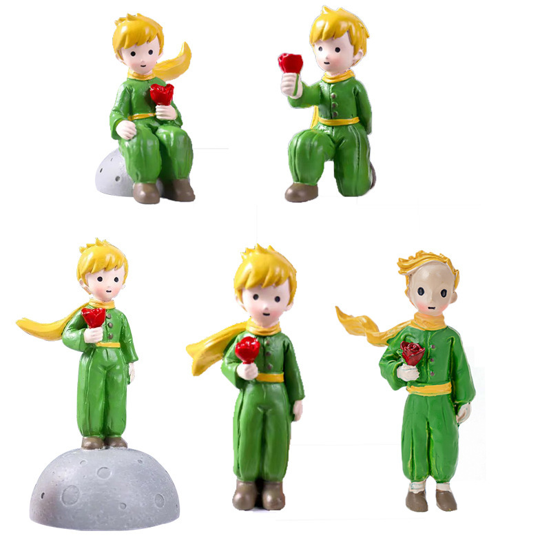 Valentine's Day Cake Decoration with Rose Flower and Little Prince Figurine, Popular Couple Proposal Cake with Prince Costume
