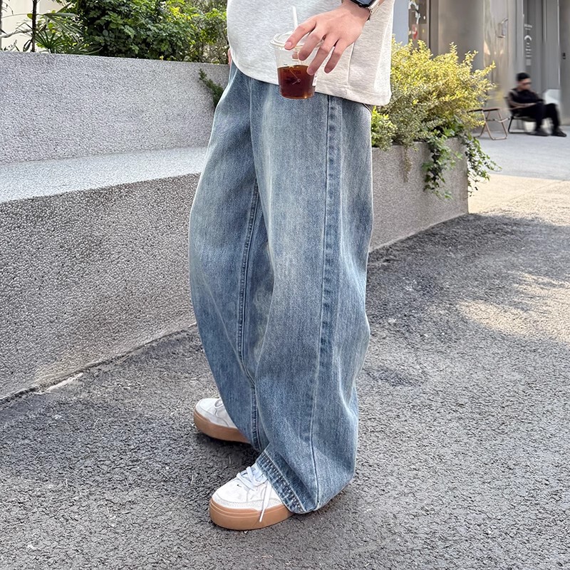 American Washed Blue Straight-Leg Loose Jeans Summer Men's 2025 New Casual Versatile Simple Trendy Long Pants American Washed Blue Straight-Leg Loose Jeans Summer Men's 2025 New Casual Versatile Simple Trendy Long Pants