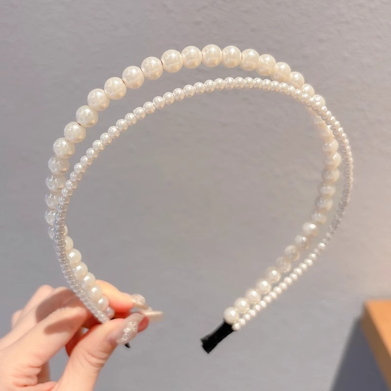 1#Double layer pearl headband