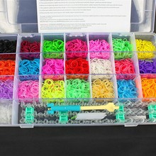 DIY彩虹皮筋工厂编织手链3200条皮筋盒装套装rubber loom bands