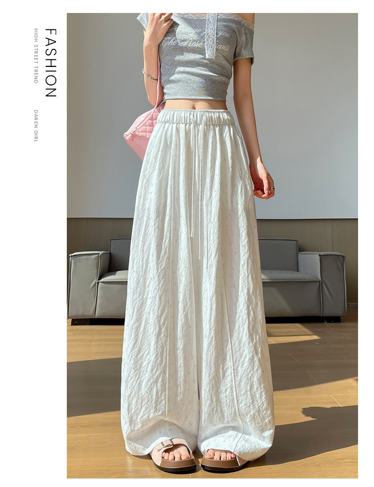 Quần culottes nữ ống rộng chất liệu lụa mỏng, phong cách cổ điển, dáng suông rủ — Phiên bản kéo dài của Rice Grey chi tiết 27