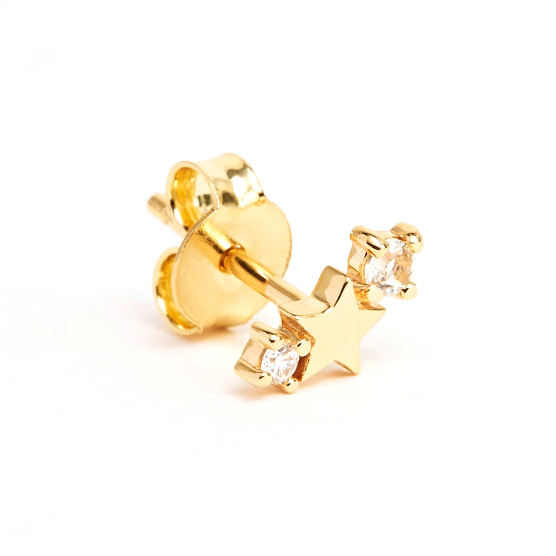 4g Weight Zircon Inlay Material Ear Studs Classification Daily Occasion 925 Sterling Silver Material Star Pattern Women'S Gender Plating Design Simple Style Style 925 Sterling Silver Zircon 925 Sterling Silver Earrings Star Ear Studs 7