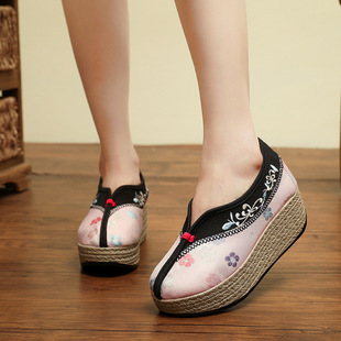 1618-162 Spliced 5CM Round Head High Heeled Single Shoes Business Career Commuter Short Heeled Embroidered Retro Shoes