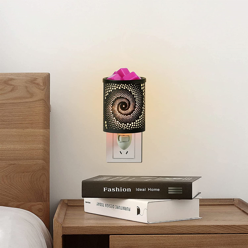 Amazon estándar americano hierro aromaterapia noche luz cera bloque calefacción fusión pared enchufe luz pequeña pared colgante plug-in máquina de aromaterapia