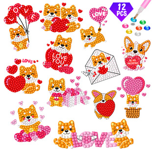 Valentine's Day Diamond painting full diamond point diamond painting cake handmade children's diy toy girl diamond sticker material package