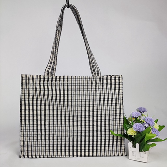 厂家直销   格子帆布袋学生手提袋购物帆布包 广告棉布袋可印logo