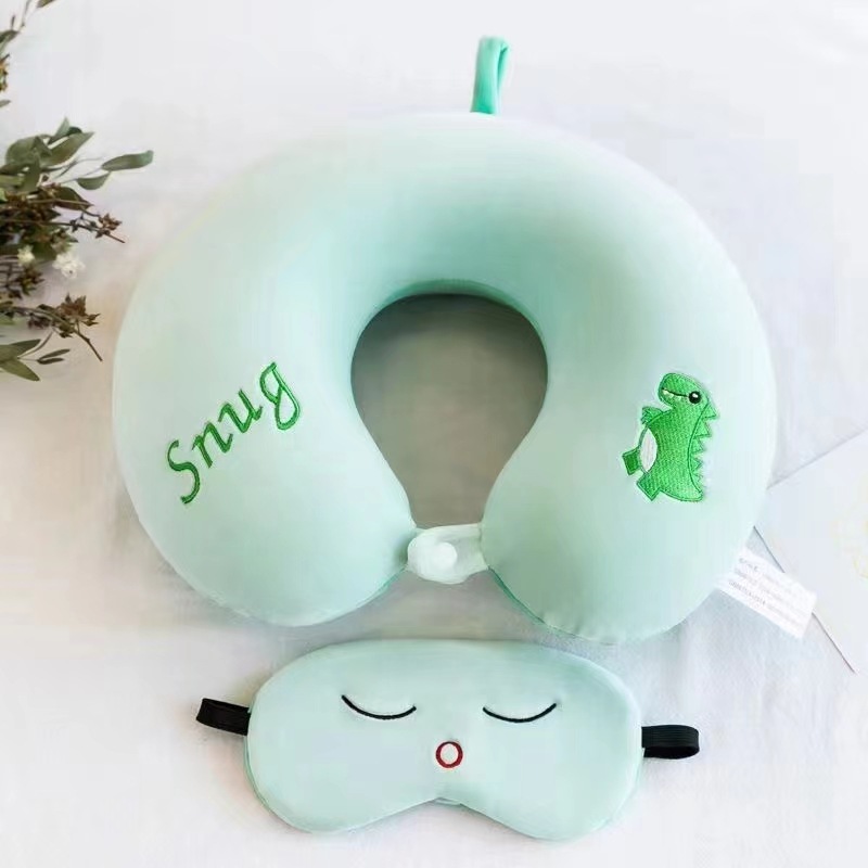 Algodón de memoria transfronteriza almohada de bordado de dibujos animados en forma de U rebote de algodón para el hogar puede establecer logotipo almohada de siesta para viajar en coche