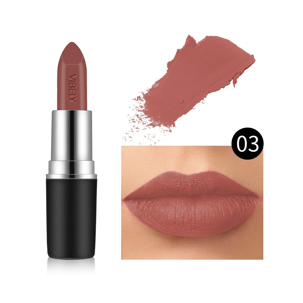 Помада VIBELY matte bullet, 29 оттенков включая чёрный, бархатистая стойкая текстура