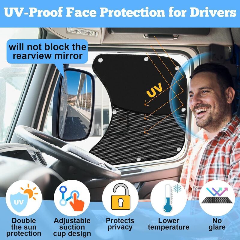 Truck Sunshade Suitable for All Types of Trucks Cross-Border Anti-Uv Side Window Sunshade with Suction Cup Suction Cup Type
