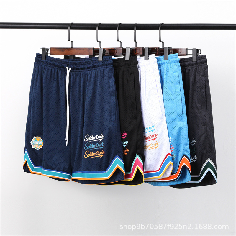 American Style Trendy Brand High Street Basketball Shorts Double Layer Large Mesh but Knee Breathable Quick-drying Sports Training Pants for Men and Women