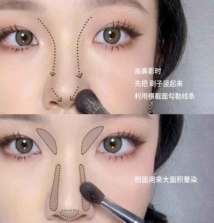 毛老师同款鼻影刷双头高光修容化妆刷纤维毛眼影刷F8便捷工具批发