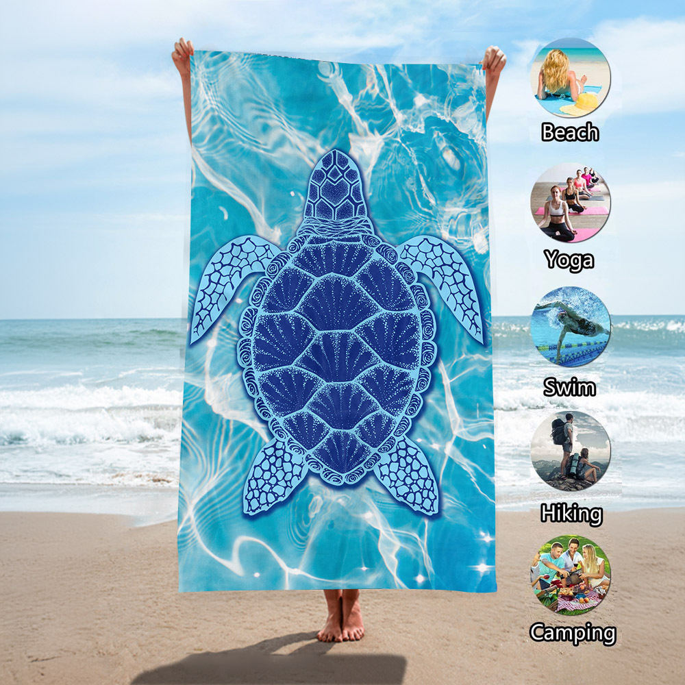 Toalla de playa de terciopelo de doble cara de secado rápido Toalla de playa impresa Mantón de protección solar junto al mar Toalla de baño absorbente Soporte personalizado