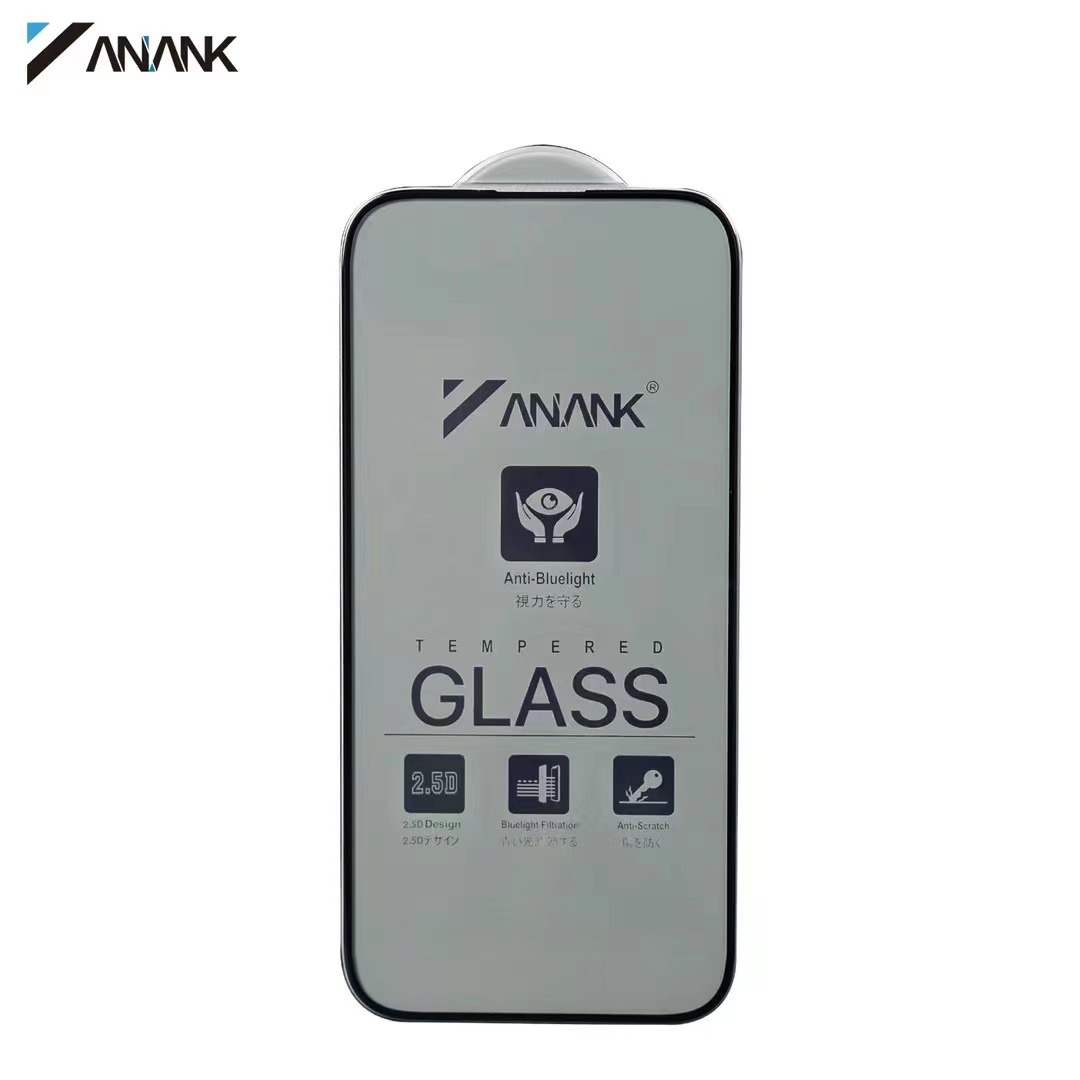 Adecuado para la marca ANANANK iPhone15 incoloro azul claro protección ocular película templada película protectora Apple 15Pro película de pantalla completa