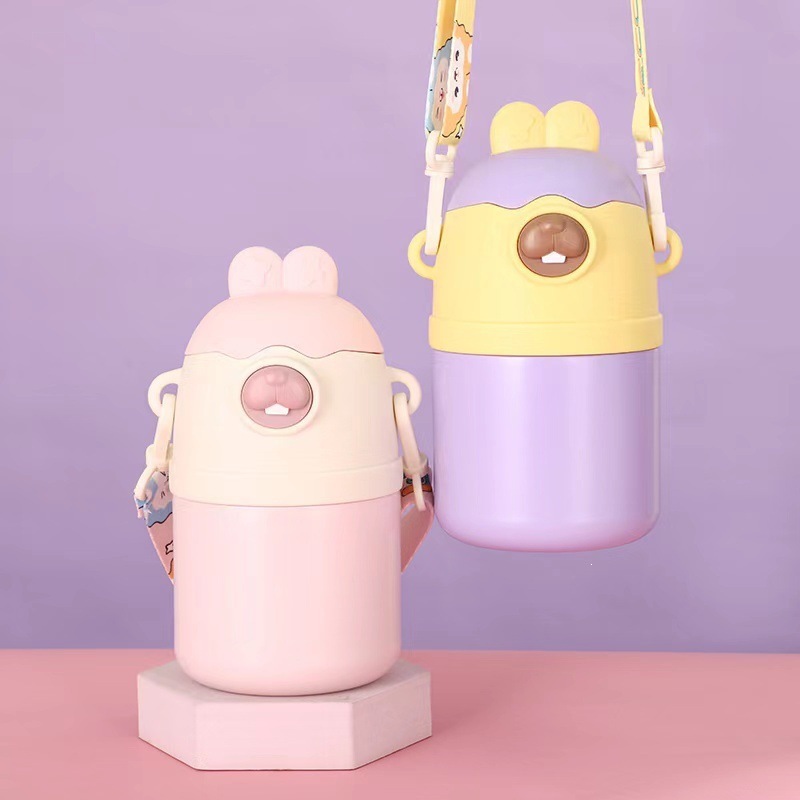 Estudiantes en línea popularidad niñas tazas de agua de gran capacidad de paja de acero inoxidable taza de barriga hermosa taza de alto valor facial no