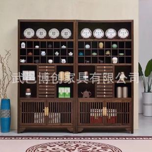 Manufacturers shipping old elm new Chinese medicine cabinet Bogu rack Duobao cabinet tea cabinet tea cake cabinet lattice rack