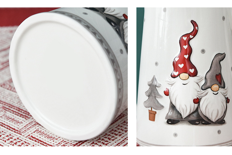 Christmas cold water kettle set Nordic large capacity ceramic cold water kettle without cover with handle embossed household drinkware_voghion.com