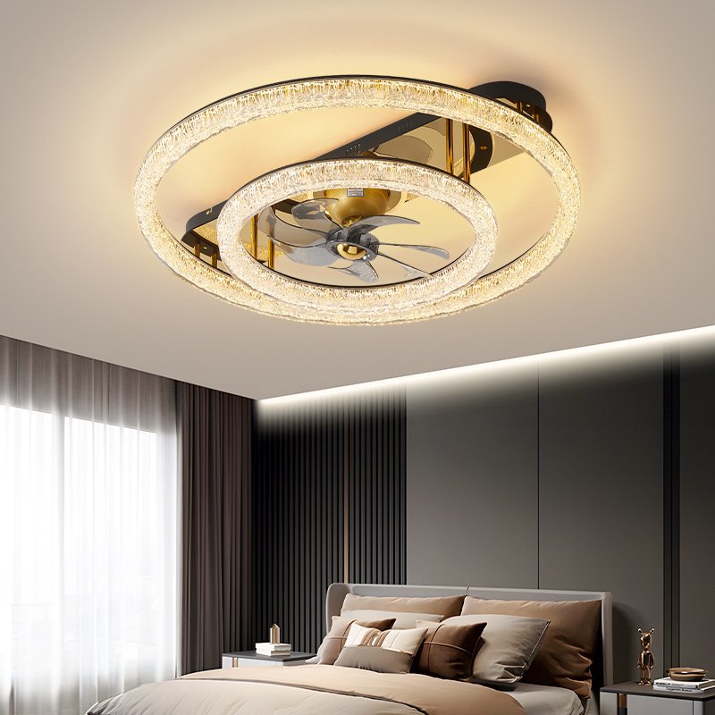 Nuevo ventilador de techo de grietas de hielo, lámpara de ventilador, protección ocular, lámpara LED, atmósfera doméstica, lámpara de ventilador de sacudida de 360 grados