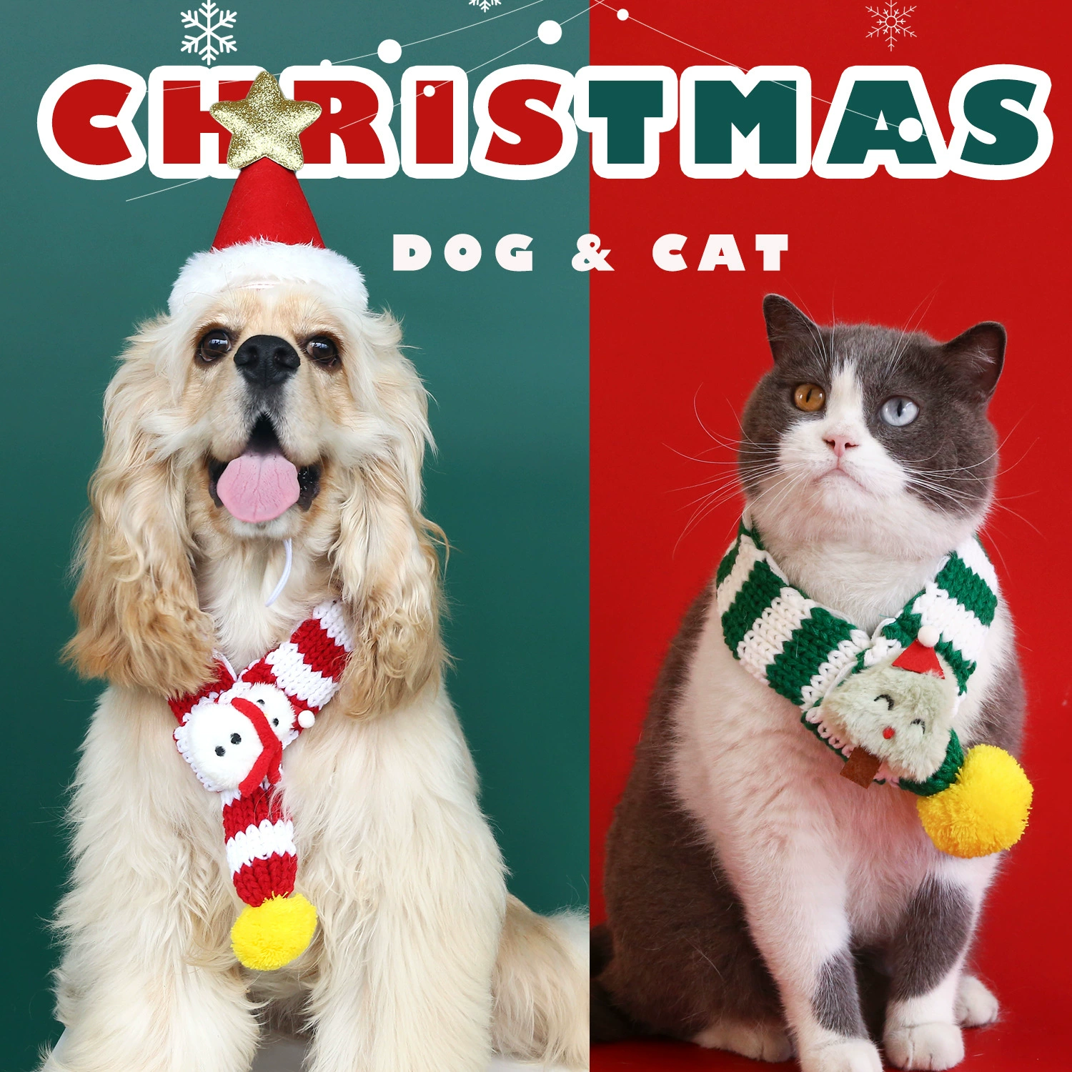 2024 домашние собаки Рождественский шарф в полоску